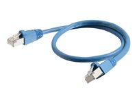 C2G Cat6a Booted Shielded (STP) Network Patch Cable - Koblingskabel - RJ-45 (hann) til RJ-45 (hann) - 1.5 m - STP - CAT 6a - formstøpt, uten hindringer, flertrådet - blå 89909