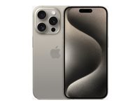 Apple iPhone 15 Pro - 5G smartphone - dobbelt-SIM / Internminne 256 GB - OLED-display - 6.1" - 2556 x 1179 piksler (120 Hz) - 3x bakkamera 48 MP, 12 MP, 12 MP - front camera 12 MP - naturlig titan MTV53QN/A