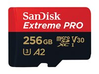 SanDisk Extreme Pro - Flashminnekort (microSDXC til SD-adapter inkludert) - 256 GB - A2 / Video Class V30 / UHS-I U3 / Class10 - microSDXC UHS-I SDSQXCD-256G-GN6MA