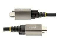 StarTech.com 3ft 1m Top Screw Locking USB C Cable 10Gbps, USB 3.1/3.2 Gen 2 Type-C Cable, 100W (5A) Power Delivery Charging, DP Alt Mode, Single Screw Lock, USB-C to C Cord, Charge/Sync - Thunderbolt 3 Compatible (USB31CCTLKV1M) - USB-kabel - 24 pin USB-C (hann) rett/låsende til 24 pin USB-C (hann) rett - USB 3.2 Gen 2 / DisplayPort 1.4 /Thunderbolt 3 - 1 m - 8K-støtte - grå, svart USB31CCTLKV1M