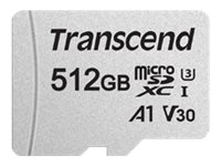 Transcend 300S - Flashminnekort (adapter inkludert) - 512 GB - A1 / Video Class V30 / UHS-I U3 / Class10 - microSDXC TS512GUSD300S-A