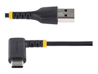 StarTech.com 1ft (30cm) USB A to C Charging Cable Right Angle, Heavy Duty Fast Charge USB-C Cable, USB 2.0 A to Type-C, Durable and Rugged Aramid Fiber, 3A, S20/iPad/Pixel - High Quality USB Charging Cord (R2ACR-30C-USB-CABLE) - USB-kabel - USB (hann) rett til USB-C (hann) rettvinklet - Thunderbolt 3 / USB 2.0 - 3 A - 30 cm - svart R2ACR-30C-USB-CABLE