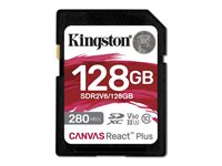 Kingston Canvas React Plus - Flashminnekort - 128 GB - Video Class V60 / UHS-II U3 / Class10 - SDXC UHS-II SDR2V6/128GB