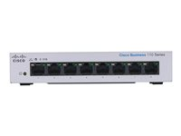 Cisco Business 110 Series 110-8T-D - Switch - ikke-styrt - 8 x 10/100/1000 - rackmonterbar, stasjonær, veggmonterbar - DC-strøm CBS110-8T-D-EU