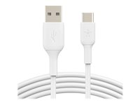 Belkin BoostCharge - USB-kabel - 24 pin USB-C (hann) til USB (hann) - 15 cm - hvit CAB001BT0MWH