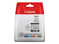 Canon PGI-570/CLI-571 PGBK/BK/C/M/Y Multi Pack - 5-pack - svart, gul, cyan, magenta - original - blister - blekkbeholder - for PIXMA TS5051, TS5053, TS5055, TS6050, TS6051, TS6052, TS8051, TS8052, TS9050, TS9055 0372C004