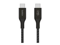 Belkin BOOST CHARGE - USB-kabel - 24 pin USB-C (hann) til 24 pin USB-C (hann) - USB 2.0 - 2 m - opp til 240 W strømforsyningsstøtte - svart CAB015BT2MBK