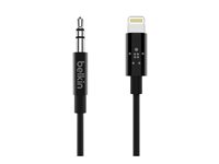 Belkin - Kabel fra Lightning til hodetelefonsjakk - Lightning hann til mini-phone stereo 3.5 mm hann - 91.4 cm - svart AV10172BT03-BLK