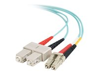 C2G LC-SC 10Gb 50/125 OM3 Duplex Multimode PVC Fiber Optic Cable (LSZH) - Nettverkskabel - SC flermodus (hann) til LC multimodus (hann) - 2 m - 2 m - fiberoptisk - dupleks - 50 / 125 mikroner - OM3 - halogenfri - akvamarin 85532