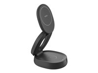 Belkin BoostCharge - Trådløst ladestativ - 2-in-1, Qi2, magnetic, foldable + AC-strømadapter - 15 watt - svart WIZ035KQBK