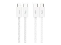 Belkin BoostCharge - USB-kabel - USB-C (hann) til USB-C (hann) - DC 48 V - 5 A - 1.5 m - USB Power Delivery (240 W), flettet kabel - hvit (en pakke 2) BBD009HQ05WH2PK
