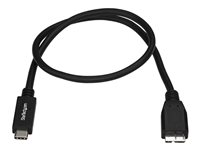 StarTech.com USB C to Micro USB Cable 0.5m - USB 3.1 Type C to Micro USB Type B Cable - Micro USB 3.1 to USB-C - Thunderbolt 3 Compatible (USB31CUB50CM) - USB-kabel - 24 pin USB-C (hann) til Micro-USB Type B (hann) - USB 3.1 Gen 2 - 50 cm - svart - for P/N: HB31C2A1CGS, HB31C2A2CB, HB31C3A1CS, HB31C3ASDMB, HB31C4AS, PEXUSB311AC3, PEXUSB321C USB31CUB50CM