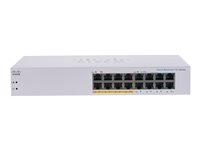 Cisco Business 110 Series 110-16PP - Switch - ikke-styrt - 8 x 10/100/1000 (PoE) + 8 x 10/100/1000 - rackmonterbar, stasjonær, veggmonterbar - PoE (64 W) CBS110-16PP-EU