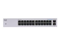 Cisco Business 110 Series 110-24T - Switch - ikke-styrt - 24 x 10/100/1000 + 2 x kombo-Gigabit SFP - rackmonterbar, stasjonær, veggmonterbar CBS110-24T-EU