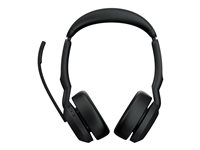 Jabra Evolve2 55 MS Stereo - Hodesett - on-ear - Bluetooth - trådløs - aktiv støydemping - USB-A - svart - med ladestativ - Zoom Certified, Cisco Webex Certified, Optimized for Microsoft Teams, Alcatel-Lucent Certified, Avaya Certified, Unify Certified, MFi Certified, Amazon Chime Certified 25599-999-989