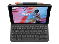 Logitech Slim Folio - Tastatur og folioveske - Bluetooth - Pan Nordic - grafitt - for Apple 10.2-inch iPad (7. generasjon, 8. generasjon, 9. generasjon) 920-009479