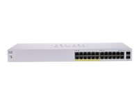 Cisco Business 110 Series 110-24PP - Switch - ikke-styrt - 12 x 10/100/1000 (PoE) + 12 x 10/100/1000 + 2 x kombo-Gigabit SFP - rackmonterbar, stasjonær, veggmonterbar - PoE (100 W) CBS110-24PP-EU