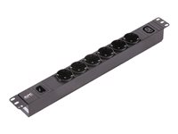 APC Easy Basic Rack PDU EPDU1010B-SCH - Strømfordelerenhet (kan monteres i rack) - AC 200-240 V - enkeltfase - inngang: IEC 60320 C14 10A - utgangskontakter: 7 (power IEC 60320 C13, 6 x strøm) - 1U - 19" - 2.5 m kabel EPDU1010B-SCH