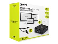 PORT connect USB-C & USB-A Dual Video Docking Station 2 X 2K - Dokkingstasjon - USB-C / USB 3.0 - 2 x HDMI - 1GbE - 100 watt - Storbritannia 901908-UK