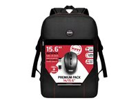 PORT Designs - Premium Pack - notebookryggsekk - 14" - 15.6" - med 1000 dpi USB-C og USB-A trådløs optisk mus 501901