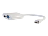 C2G 20cm Mini DisplayPort to HDMI or VGA Adapter Converter 4K UHD - White - Video adapter - Mini DisplayPort hann til 15 pin D-Sub (DB-15), HDMI hunn - 20.3 cm - skjermet - hvit - 4K-støtte 80936