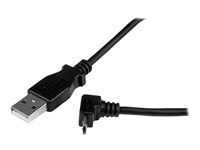 StarTech.com 2m Micro USB Cable Cord - A to Up Angle Micro B - Up Angled Micro USB Cable - 1x USB A (M), 1x USB Micro B (M) - Black (USBAUB2MU) - USB-kabel - Micro-USB type B (hann) til USB (hann) - USB 2.0 - 2 m - 90°-kontakt, formstøpt - svart USBAUB2MU