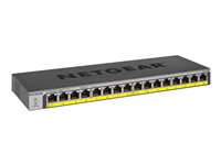 NETGEAR GS116PP - Switch - ikke-styrt - 16 x 10/100/1000 (PoE+) - stasjonær, rackmonterbar, veggmonterbar - PoE+ (183 W) - DC-strøm GS116PP-100EUS