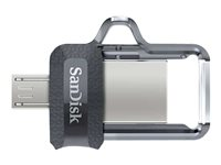 SanDisk Ultra Dual - USB-flashstasjon - 128 GB - USB 3.0 / micro USB SDDD3-128G-G46