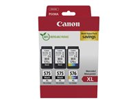 Canon PG-575XLx2/CL-576XL Multipack - 3-pack - Høy ytelse - svart, farge (cyan, magenta, gul) - original - hengeboks - blekkpatron - for PIXMA TR4750i, TR4751i, TR4755i, TS3550i, TS3551i 5437C004