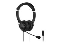 Kensington Hi-Fi USB-C Headphones with Mic - Hodesett - on-ear - kablet - USB-C - svart K97457WW