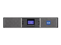 Eaton 9PX 3000i RT2U - UPS (rackmonterbar/ekstern) - AC 200/208/220/230/240 V - 3000 watt - 3000 VA - enkeltfase - RS-232, USB - utgangskontakter: 10 - PFC - 2U - 19" - svart/sølv 9PX3000IRT2U-L