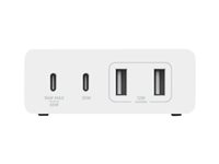 Belkin BoostCharge GaN - Strømadapter - 108 watt - 4 utgangskontakter (2 x USB, 2 x USB-C) - hvit WCH010VFWH