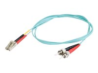 C2G LC-ST 10Gb 50/125 OM3 Duplex Multimode PVC Fiber Optic Cable (LSZH) - Nettverkskabel - ST flermodus (hann) til LC multimodus (hann) - 3 m - fiberoptisk - dupleks - 50 / 125 mikroner - OM3 - halogenfri - akvamarin 85542