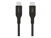 Belkin BOOST CHARGE - USB-kabel - 24 pin USB-C (hann) til 24 pin USB-C (hann) - USB 2.0 - 1 m - up to 240W power delivery support - svart CAB015BT1MBK