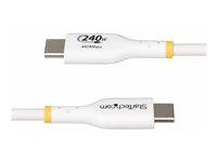 StarTech.com 1m USB C Charging Cable, USB-IF Certified USB-C Cable, 240W - USB-kabel - 24 pin USB-C (hann) til 24 pin USB-C (hann) - USB 2.0 - 48 V - 5 A - 1 m - USB Power Delivery (240 W), utvidet effektområde (EPR), støtte for Power Delivery 3,1, halogenfri, passiv - hvit USB2EPR1MW