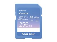 SanDisk Creator - Flashminnekort - 256 GB - Video Class V60 / UHS-II U3 / Class10 - SDXC UHS-II SDSDXEP-256G-GNCIS