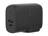 Belkin BoostCharge - Strømbank / strømadapter - 5000 mAh - 25 watt - Fast Charge, PD 3.0 - 2 utgangskontakter (USB, 24 pin USB-C) - svart BPZ003BT1MBK-B6